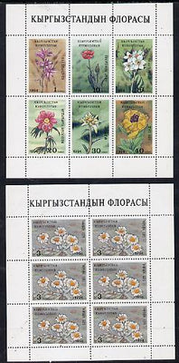 Kyrgyzstan 1994 Flowers two sheetlets of 6 (set of 7 stamps) unmounted mint