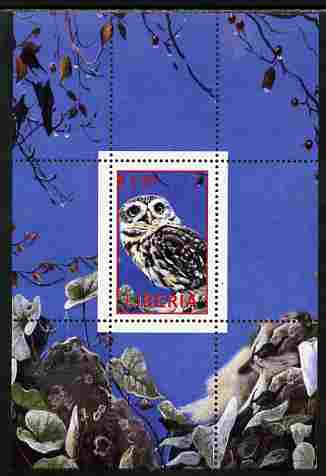 Liberia 2000 Owls #4 perf s/sheet unmounted mint