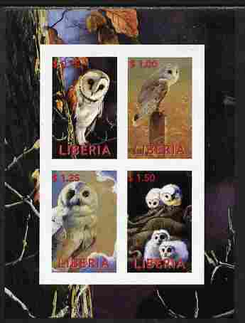 Liberia 2000 Owls #2 imperf sheetlet containing 4 values unmounted mint