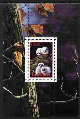 Liberia 2000 Owls #8 perf s/sheet unmounted mint