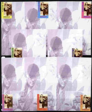 Angola 1999 Walt Disney #2 (background shows Marilyn & Joe Dimaggio) the set of 8 imperf souvenir sheets each with stamp in a different colour and a different position unmounted mint