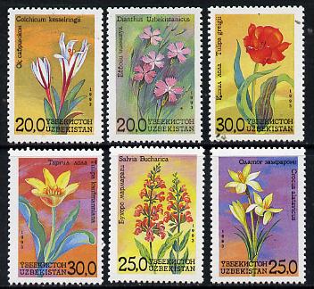 Uzbekistan 1993 Flowers perf set of 6 unmounted mint SG 35-40