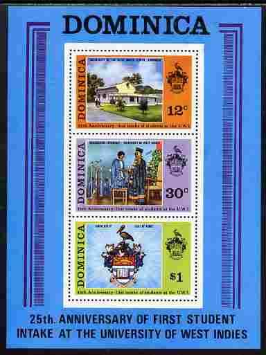 Dominica 1973 25th Anniversary of West Indies University perf m/sheet unmounted mint, SG MS 414