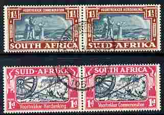South Africa 1938 KG6 Voortrekker Commemoration set of 4 (2 horiz bi-lingual pairs) fine cds used SG 80-81