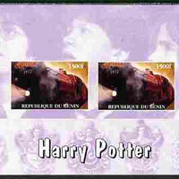Benin 2001 Harry Potter & Hogwart's Express imperf sheetlet containing 2 values (mauve background) unmounted mint