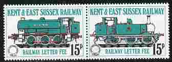 Cinderella - Great Britain Kent & East Sussex Railway Letter Stamps 15p se-tenant perf pair unmounted mint