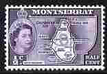 Montserrat 1953-62 QEII Map of Presidency 1/2c violet unmounted mint SG 136a