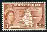 Montserrat 1953-62 QEII Map of Colony 3c orange-brown unmounted mint SG 139a