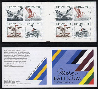 Booklet - Lithuania 1992 Birds of the Baltic booklet complete and very fine containing two se-tenant blocks of 4 (2 sets)