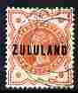 Zululand 1888-93 QV opt on Great Britain 1/2d vermilion cds used SG1