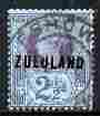 Zululand 1888-93 QV opt on Great Britain 2.5d purple on blue cds used SG 4