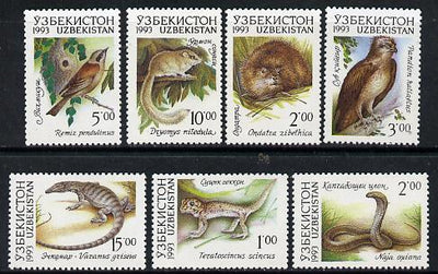 Uzbekistan 1993 Fauna set of 7 (Birds, Snake, Rodents etc) SG 7-13 unmounted mint