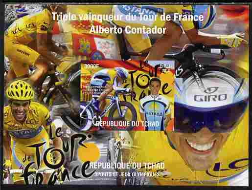 Chad 2010 Tour de France Cycle Race imperf s/sheet unmounted mint. Note this item is privately produced and is offered purely on its thematic appeal