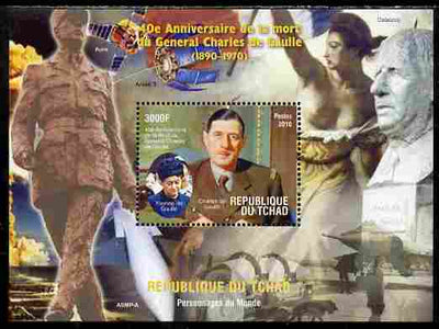 Chad 2010 40th Death Anniversary of Charles De Gaulle perf s/sheet unmounted mint. Note this item is privately produced and is offered purely on its thematic appeal