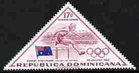 Dominican Republic 1957 Melbourne Olympic Games (3rd Issue) 17c Shirley Strickland of Australia triangular unmounted mint, SG 721
