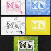 Togo 2010 Butterflies #1 individual deluxe sheet - the set of 5 imperf progressive proofs comprising the 4 individual colours plus all 4-colour composite, unmounted mint