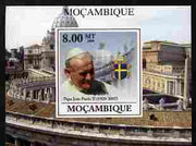 Mozambique 2009 Pope John Paul II #1 individual imperf deluxe sheetlet unmounted mint. Note this item is privately produced and is offered purely on its thematic appeal