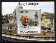 Mozambique 2009 Pope John Paul II #3 individual imperf deluxe sheetlet unmounted mint. Note this item is privately produced and is offered purely on its thematic appeal