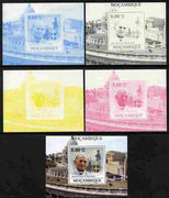 Mozambique 2009 Pope John Paul II #3 individual deluxe sheet - the set of 5 imperf progressive proofs comprising the 4 individual colours plus all 4-colour composite, unmounted mint