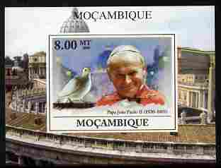 Mozambique 2009 Pope John Paul II #4 individual imperf deluxe sheetlet unmounted mint. Note this item is privately produced and is offered purely on its thematic appeal