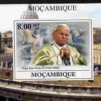 Mozambique 2009 Pope John Paul II #5 individual imperf deluxe sheetlet unmounted mint. Note this item is privately produced and is offered purely on its thematic appeal