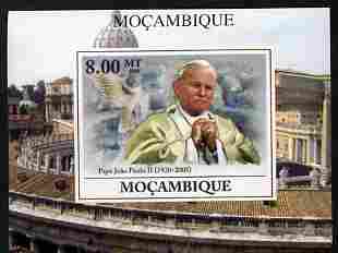 Mozambique 2009 Pope John Paul II #5 individual imperf deluxe sheetlet unmounted mint. Note this item is privately produced and is offered purely on its thematic appeal