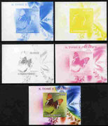 St Thomas & Prince Islands 2009 Butterflies & Catterpillars #1 individual deluxe sheet - the set of 5 imperf progressive proofs comprising the 4 individual colours plus all 4-colour composite, unmounted mint