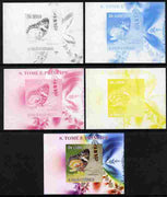 St Thomas & Prince Islands 2009 Butterflies & Catterpillars #3 individual deluxe sheet - the set of 5 imperf progressive proofs comprising the 4 individual colours plus all 4-colour composite, unmounted mint