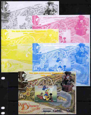 Mali 2010 The 55th Anniversary of Disneyland - Walt Disney's Railroad Story #03 s/sheet - the set of 5 imperf progressive proofs comprising the 4 individual colours plus all 4-colour composite, unmounted mint