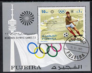 Fujeira 1971 Munich Olympics perf m/sheet (Football) cto used, Mi BL 71A