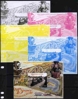 Mali 2010 The 55th Anniversary of Disneyland - Walt Disney's Railroad Story #04 s/sheet - the set of 5 imperf progressive proofs comprising the 4 individual colours plus all 4-colour composite, unmounted mint