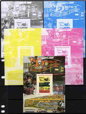 Mali 2010 The 55th Anniversary of Disneyland - Walt Disney's Railroad Story #08 s/sheet - the set of 5 imperf progressive proofs comprising the 4 individual colours plus all 4-colour composite, unmounted mint