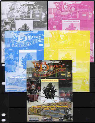 Mali 2010 The 55th Anniversary of Disneyland - Walt Disney's Railroad Story #10 s/sheet - the set of 5 imperf progressive proofs comprising the 4 individual colours plus all 4-colour composite, unmounted mint