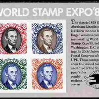 United States 1989 World Stamp Expo imperf m/sheet (Lincoln) unmounted mint SG MS 2417