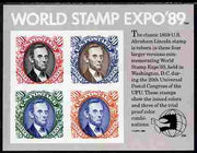 United States 1989 World Stamp Expo imperf m/sheet (Lincoln) unmounted mint SG MS 2417