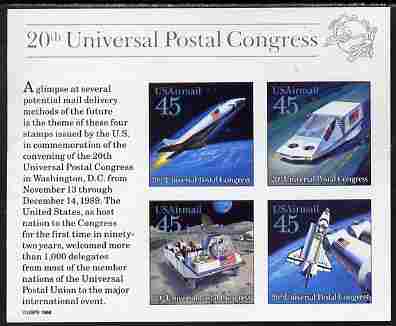 United States 1989 20th UPU Congress imperf m/sheet (Futuristic Postal Transport) unmounted mint SG MS A2427