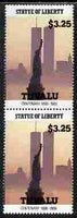 Tuvalu 1986 Statue of Liberty Centenary $3.25 similar to m/sheet but from the unique multi-country sheet intended for a special first day cover but never issued, unmounted mint in a vertical pair to authenticate its source