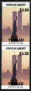 Tuvalu 1986 Statue of Liberty Centenary $3.25 similar to m/sheet but from the unique multi-country sheet intended for a special first day cover but never issued, unmounted mint in a vertical pair to authenticate its source