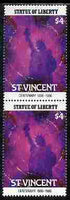 St Vincent 1986 Statue of Liberty Centenary $4 similar to m/sheet but from the unique multi-country sheet intended for a special first day cover but never issued, unmounted mint in a vertical pair to authenticate its source