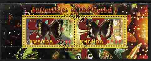 Rwanda 2010 Butterflies #1 perf sheetlet containing 2 values fine cto used