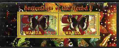 Rwanda 2010 Butterflies #1 perf sheetlet containing 2 values unmounted mint