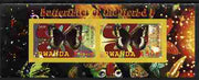 Rwanda 2010 Butterflies #1 imperf sheetlet containing 2 values unmounted mint