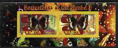 Rwanda 2010 Butterflies #1 imperf sheetlet containing 2 values unmounted mint