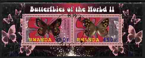 Rwanda 2010 Butterflies #2 perf sheetlet containing 2 values fine cto used