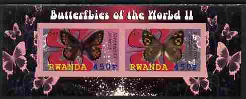 Rwanda 2010 Butterflies #2 imperf sheetlet containing 2 values unmounted mint
