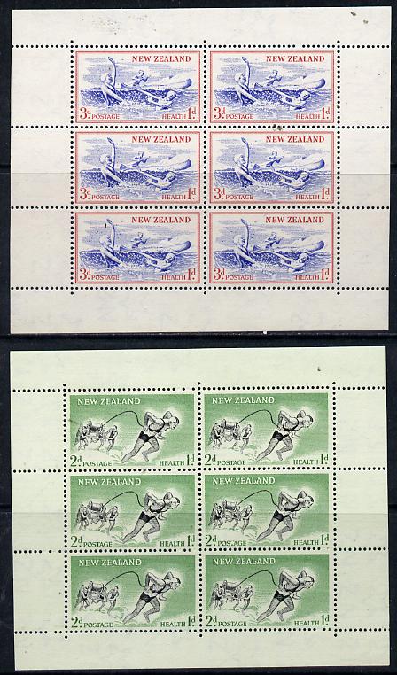 New Zealand 1957 Health - Life-savers & Children set of 2 m/sheets with sideways wmk unmounted mint SG MS 762b
