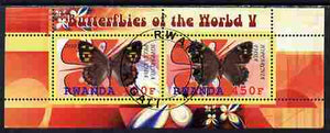 Rwanda 2010 Butterflies #5 perf sheetlet containing 2 values fine cto used