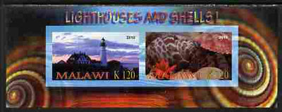 Malawi 2010 Seashells & Lighthouses #1 imperf sheetlet containing 2 values unmounted mint