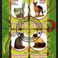 Congo 2010 Domestic Cats perf sheetlet containing 2 values fine cto used