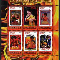 Rwanda 2010 Bruce Lee perf sheetlet containing 6 values unmounted mint